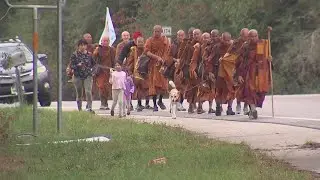 Buddhist monks on 'Walk for Peace' arrive in Kountze on day 30 of their journey
