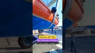 Veleiro na Cinta do Travelift para lavar e pintar⚓️ #yacht #Travelift #follow #youtubeshorts #shorts