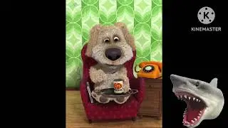Talking Ben eats beans in a can and drinks apple juice 5 times and gets grounded by Shark Puppet!