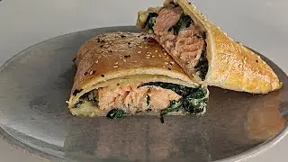 Salmon with Cheese and Spinach in Puff Pastry | Easy Salmon Recipe