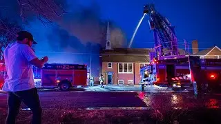 Firefighters battle blaze at Johnson County church building, where roof collapsed
