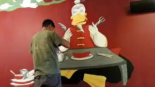 AWESOME animal character mural at Chinese restaurant!!