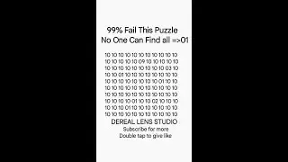 🔴 Find All 01 From 10 | Brain Puzzle Challenge | Dereal Lens Studio #viral #fypシ#quiz