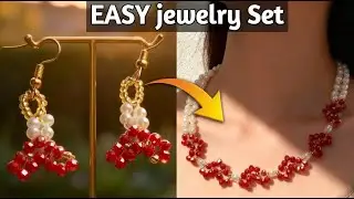 Jewelry Making at Home | Easy Beaded Pearl Necklace & Earrings Set Tutorial