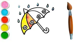 Umbrella drawing for kids | How to draw Umbrella step by step | Coloring Painting toddler #umbrella