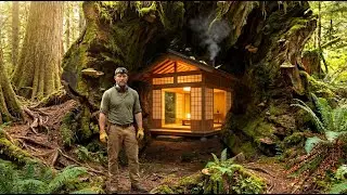 Building a house in the forest ASMR   Minimalist Japanese style tea house structure using joinery