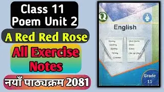 A Red Red Rose Exercise | Class 11 English Poem by Robert Burns | Question Answers |class 11 english