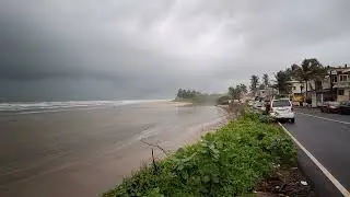 VIEW ON  ASHVEM  BEACH 2024 || MONSOON TIME IN MANDREM  BEACH LOOKS  JUNE GOA'S OFF SEASON CHARM .
