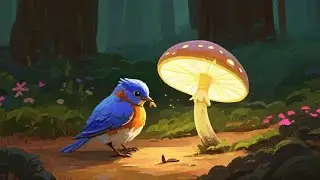 ছোট্ট নীল পাখি আর জাদুর বিশাল মাশরুম 🐦🍄
