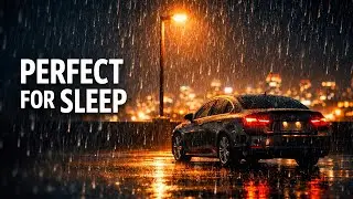 Cozy Rain on Car Window at Night | Houston Rooftop Parking