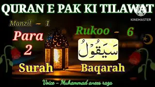 Surah baqarah//सूरह बक़रह रकूअ़-6//quran ki tilawat//part - 22(manzil 1)#by muhammad anees raza