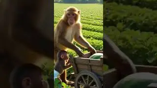 Gorilla Destroyed a Watermelon Car, But Monkey Dad... #shorts