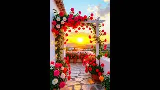 Sunlit Rose Arch at a White Cottage | Nature Relaxation Flower #roses #rosearch #sunlitgarden