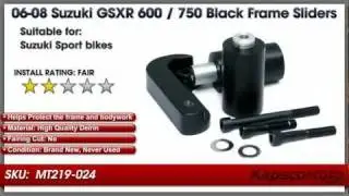 2006-2008 Suzuki GSXR 600 / 750 No Cut Black Frame Sliders Crash Protectors Motorcycle