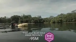Freediving in a deep lake in Thailand