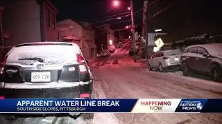 Apparent water line break in South Side Slopes