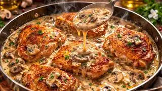 I Make This Mushroom Chicken 2 Times a Week! Easy One Skillet Chicken Thigh Dinner