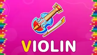 🎻 V for Violin | Learn Alphabet & Word Pronunciation for Kids | V-I-O-L-I-N Violin | Popit Drawing