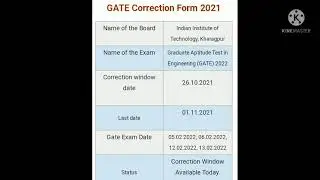 Gate Latest Update | Gate Correction Form 2021 #shorts #latest_news #gate2022