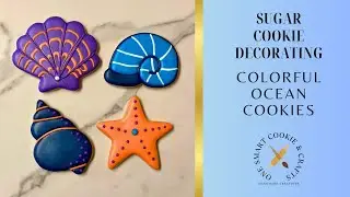 Colorful Ocean Shell Cookies | Easy Decorating Tutorial 🐚✨ #ocean #seacreatures #starfish #cookies