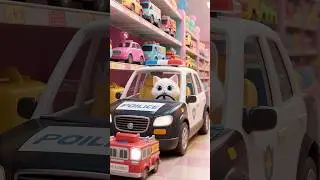 Cat's Toy Police Car Broke!A Real Police Officer Shows Up #funny #animation #cartoon #shorts #cat