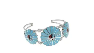 Chaco Canyon Turquoise and Multigem Zuni Cuff Bracelet