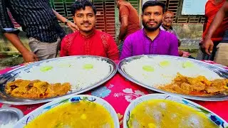 গ্রামের সেরা দুই সুদর্শন পুরুষের গরুর মাংস ভাত ডাউল আর সালাত খাওয়ার প্রতিযোগিতা🔥 Spicy mutton AsMR