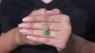 Created Emerald Solitaire Pendant Necklace