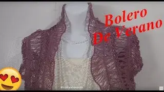 Bolero de verano tejido con crochet y  horquilla