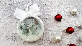 Decoupage # Christmas ball, snowman #cadence  # DIY tutorial...