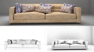 3D Sofa Design | Wireframe to Realistic Textured Render (3ds Max + After Effects)
