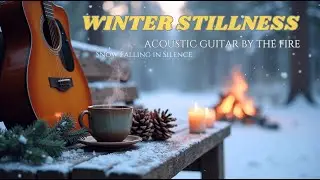 Winter Stillness &mdash; Acoustic Guitar by the Fire | Snow Falling Softly in a Silent Forest Night