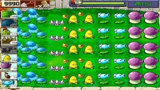 Plants vs Zombies &bull; Survival Day Walkthrough &bull; Winter Melon, Kernel, SnowPea, Fume shroom vs Zombies