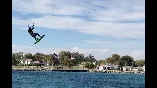 Kite Surfers Catching Air - St Clair River - Sarnia, ON, Canada - Oct 7, 2016