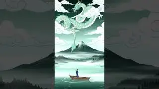 AI Generated: Dragon, Mountain, Lake Scene