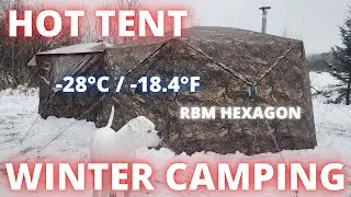 Winter Camping in December - Manitoba -28&deg;C / -18.4&deg;F - Russian Bear Hexagon - Ice Fish - RIP Drone