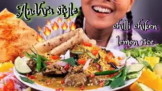 COOKING & EATING ANDHRA CHILLI CHICKEN CURRY (VEGAN) LEMON RICE PAROTHA & LOTS OF CHILLIES MUKBANG