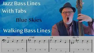 Jazz Bass Lines With Tabs: Walking Bass Tutorial On Blue Skies By Ella Fitzgerald