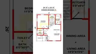 24 x 26 house design/ 24 x 26 ghar ka naksha/ 24 x 26 home design/ #buildmyhome #shorts #shortvideo