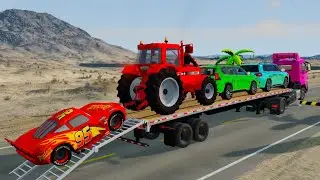 Flatbed Trailer Challenge: McQueen vs Speed Bumps #3