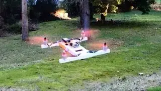 Wooden H 380 Quadcopter flying around the Trees. KK2.1 RC911