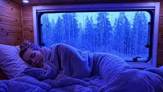 Heavy storm rain ambience echoing around camper van windows perfect for sleep | rain sounds