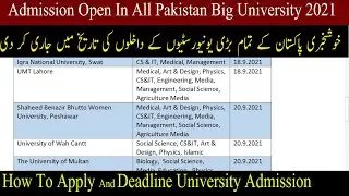 Admission 2021 | BS Undergraduate Admission Deadlines All Universities Pakistan | Admission 2021