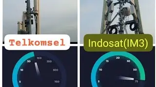 perbedaan antena Indosat(IM3) dengan Telkomsel speed  test di bawah antena @telkomsel @indosatoredo