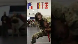 Woman Soldier Competes against a Male at the 2024 Ohio Army National Guard Combatives Tournament
