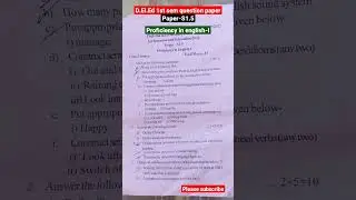 D.El.Ed 1st semester previous year question paper proficiency in English-I / Paper-S1.5 | #deled