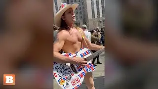 The Naked Cowboy Sings Pro-Trump Anthem Outside of NYC Courthouse