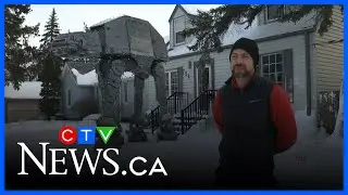 Star Wars themed sculpture in Winnipeg yard