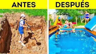 Piscina barata hecha de palets y fantásticos muebles de jardín DIY