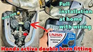 Honda Activa double horn fitting ✅|| double horn full installation at home with wiring || #activa 